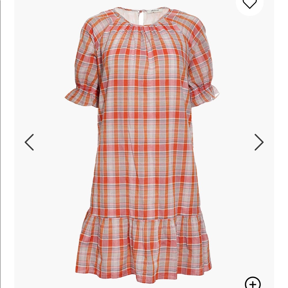 Madewell Plaid Ruffle Sleeve Mini Dress M Oversized🤰